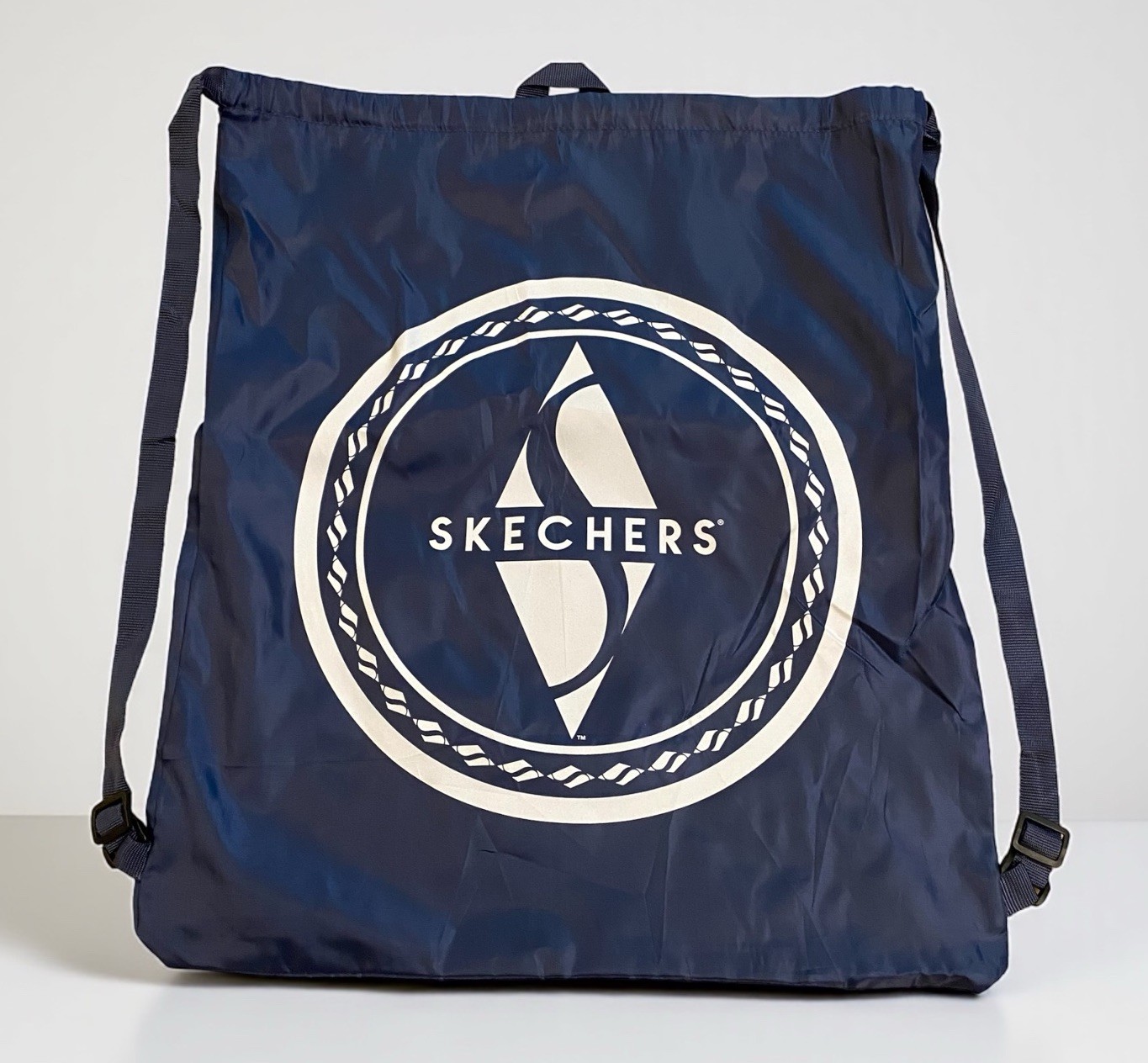 Skechers Nylon Drawstring Navy Blue Bag Backpack Gym Lightweight Packable Travel