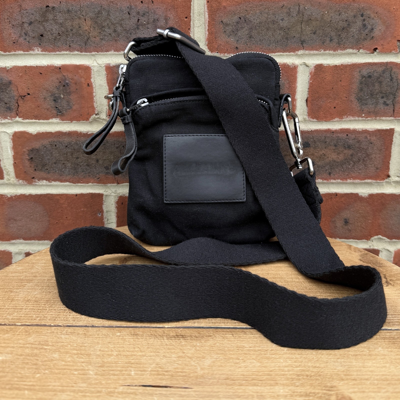 AllSaints FALCON Pouch Canvas Bag Black Mens Ladies Unisex Small Cotton