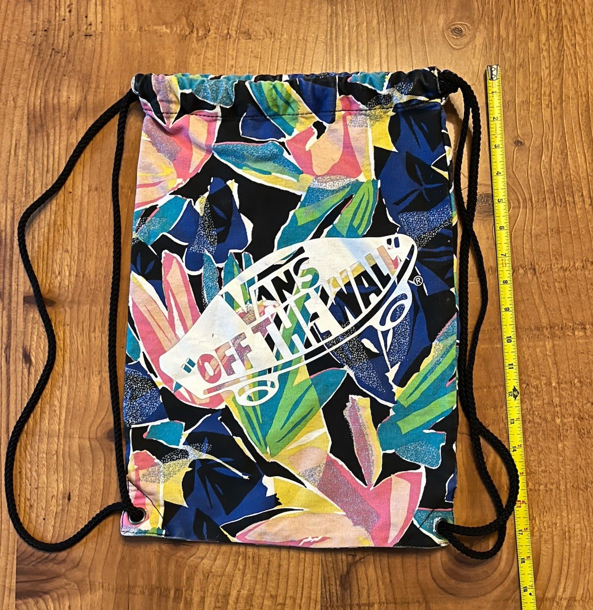 Rare VANS Off The Wall Draw String Cinch Bag Tropical Floral Retro 90s Colors