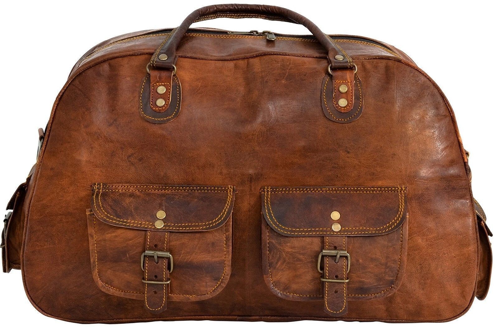 Leather Genuine Travel Bag Duffle Gym Men Vintage Luggage S Overnight Weekend