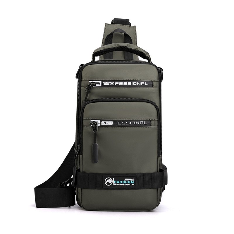 Men Waterproof Nylon Sling Crossbody Bag USB Shoulder Chest Pack Backpack