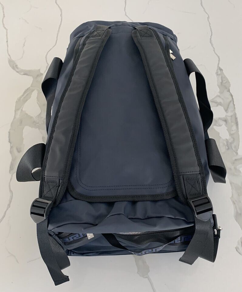 Versace Parfums Duffle dark blue Backpack faux leather gym Weekender travel Bag