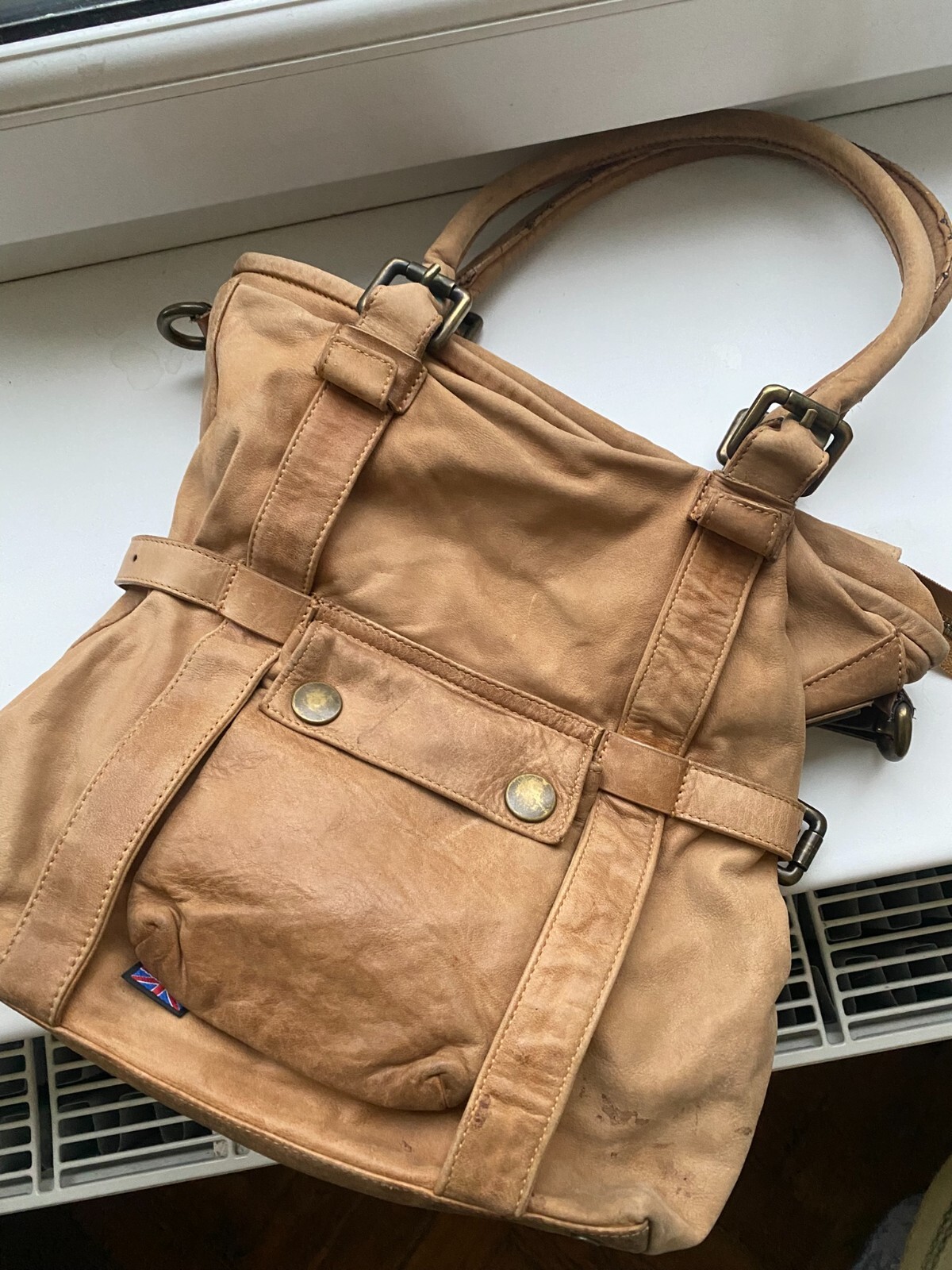 Belstaff Bag Leather Medium Size Made In Italy Vintage