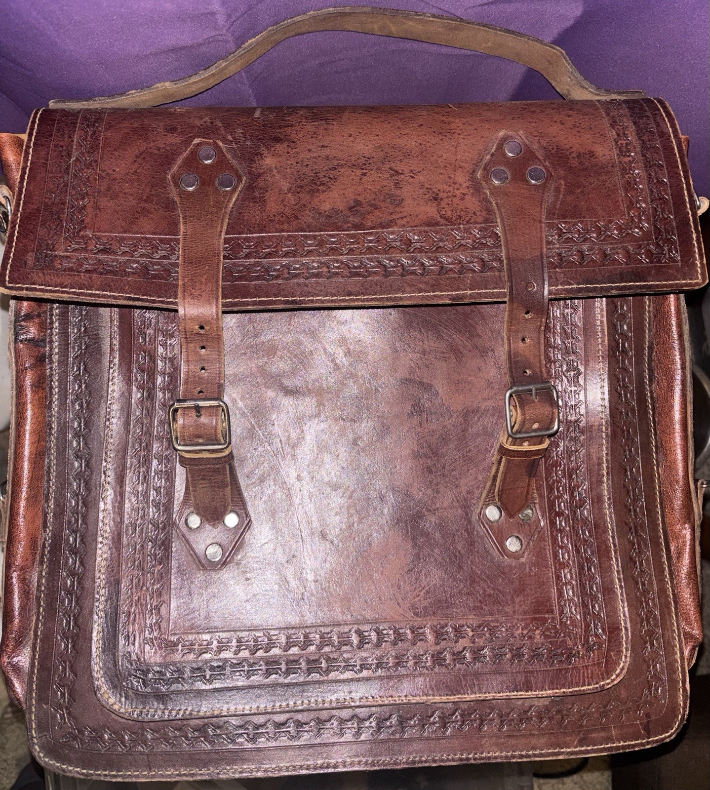 Vintage Leather Saddle Bag