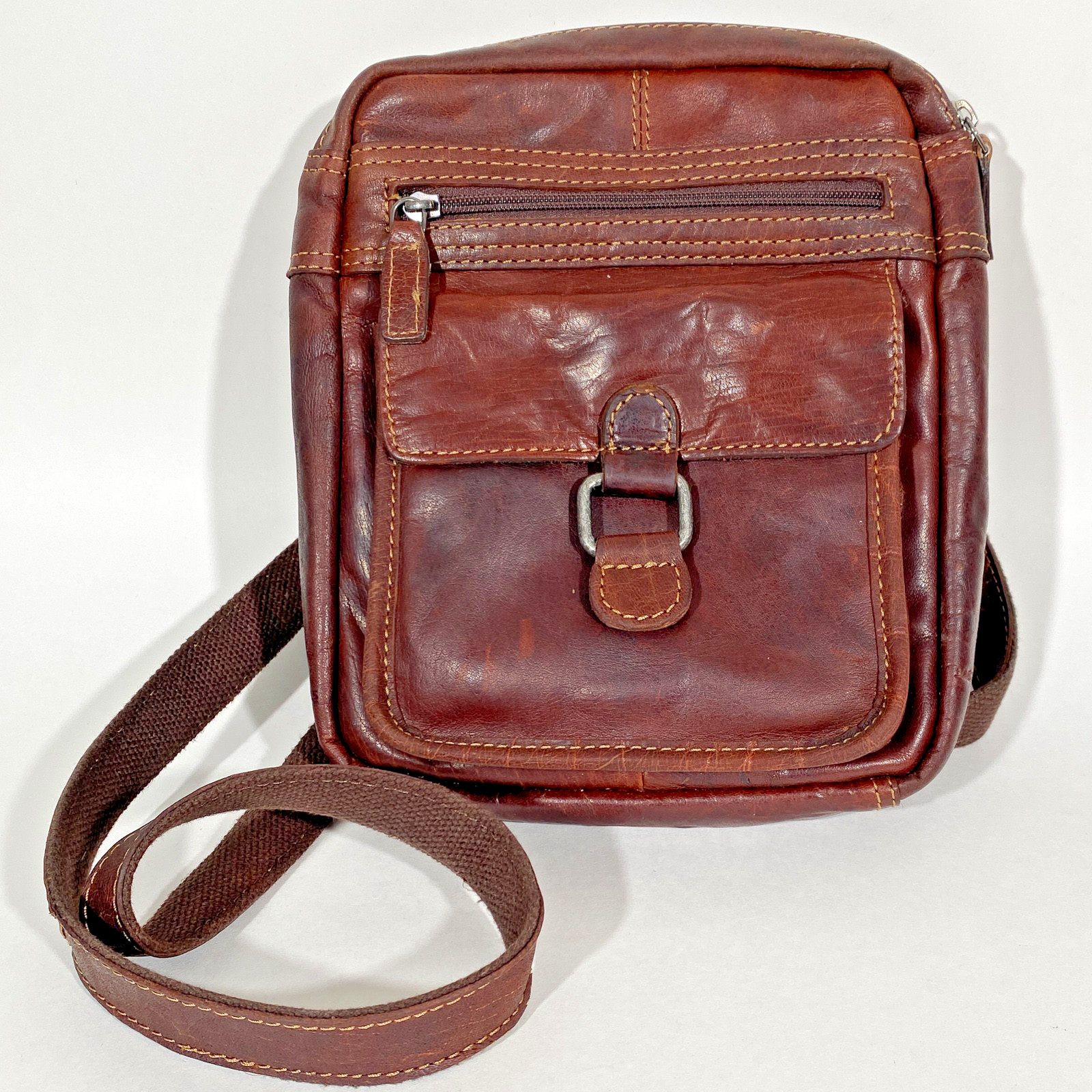 Jack Georges Voyager Slim Crossbody Bag 7204 Brown Buffalo Leather Messenger