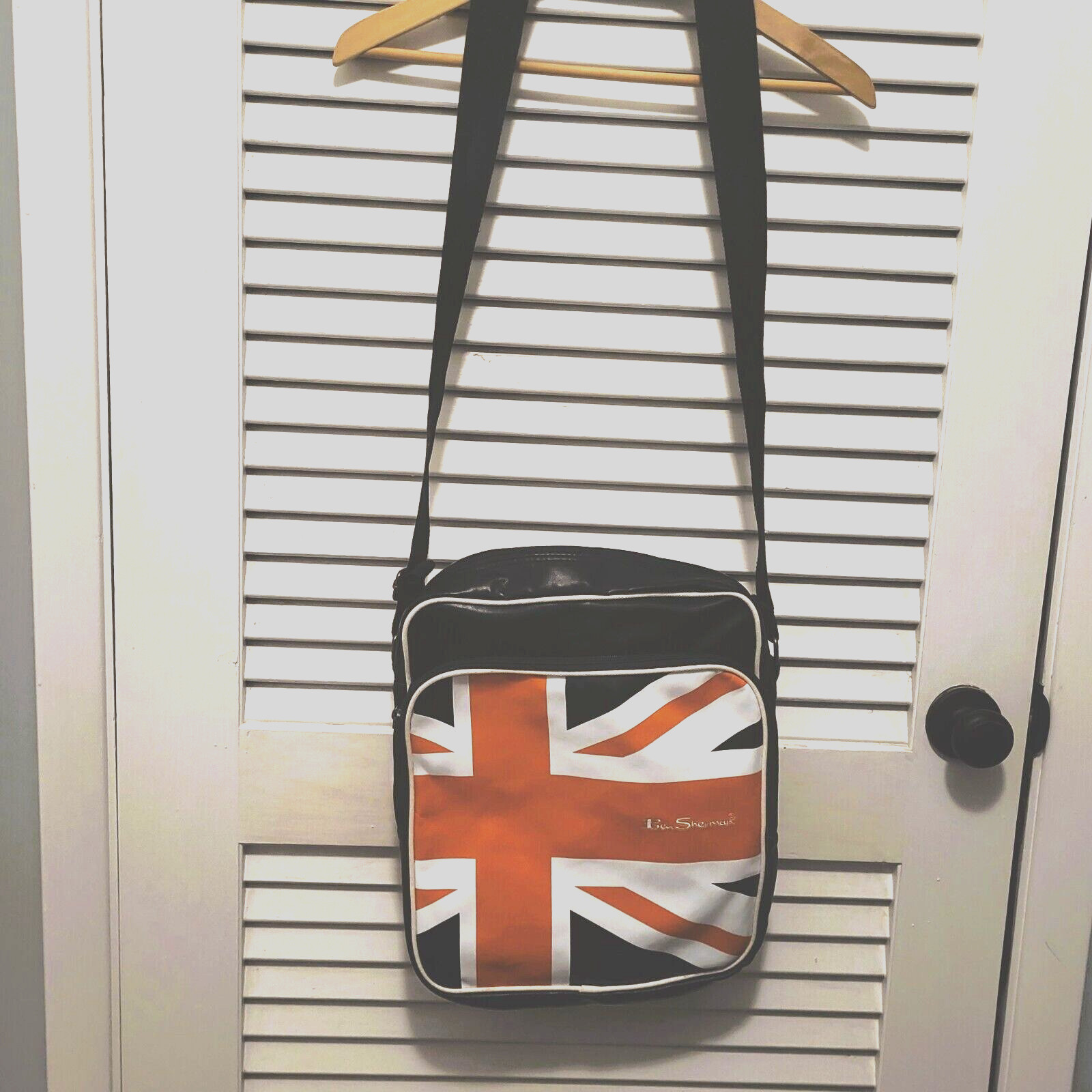 Ben Sherman Union Jack Orange & Black Messenger Bag Faux Leather Crossbody Bag