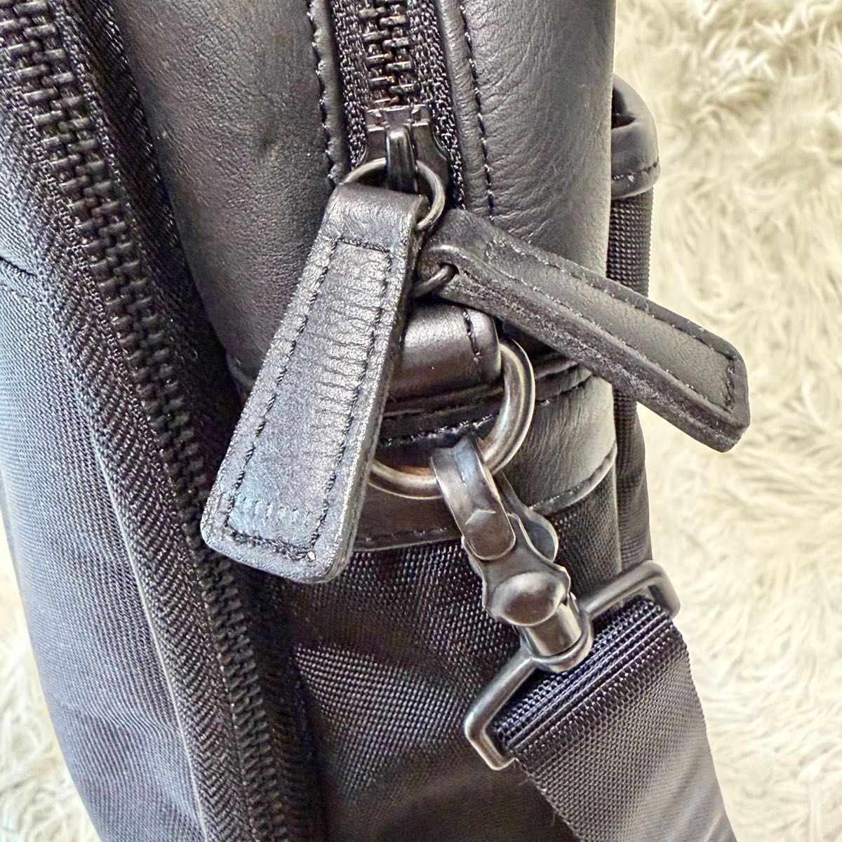 Authentic YOSHIDA KABAN PORTER TAG 2-Way Briefcase Black Leather 30cm x 42cm x 1