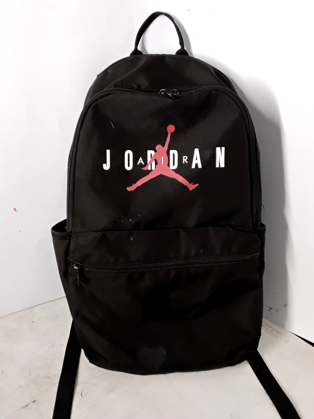 Jordan Black Backpack with Red Jumpman Logo – Used –