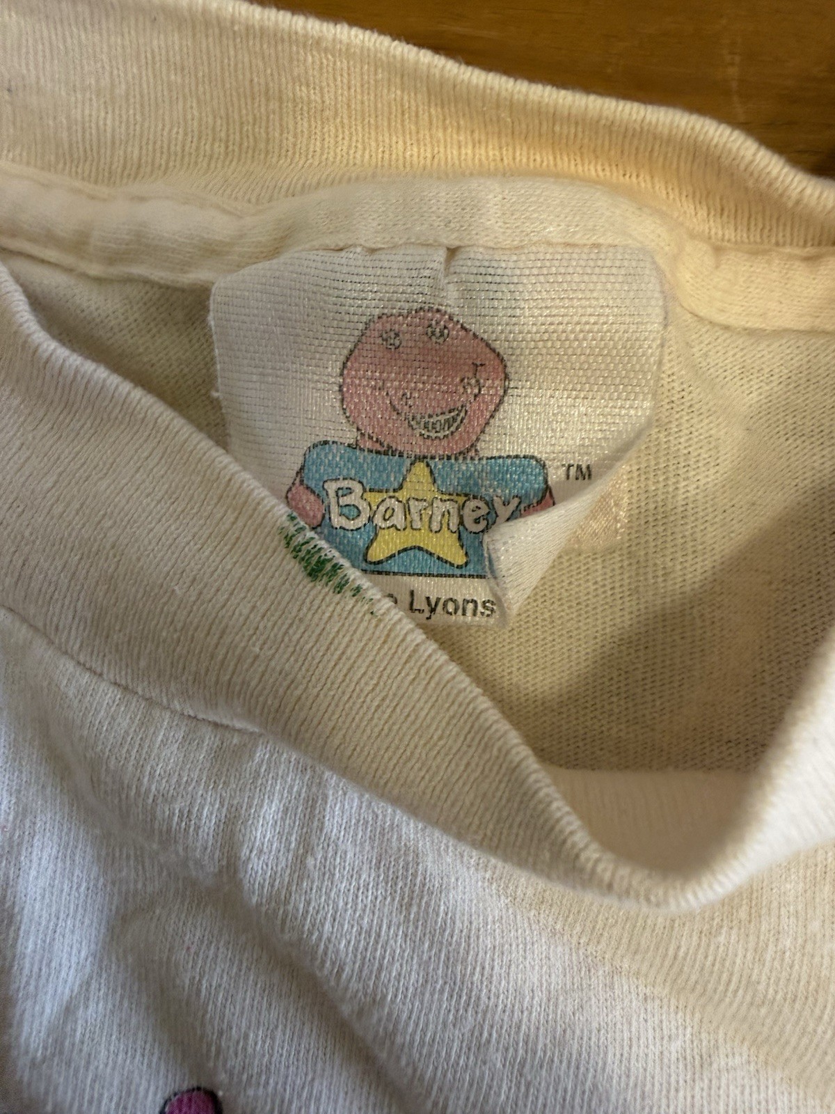 Barney Fishing Double Sided Single Stitch 1992 T-Shirt Kids Youth Size 5-6