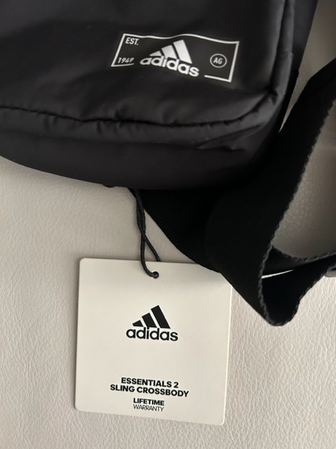 adidas Essentials 2 Sling Crossbody Bag Black Adjustable Strap Zippered Pocket