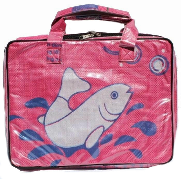Fair Trade Recycled Fish Feed Laptop Bags Deluxe 36cm wide x 28cm with handles