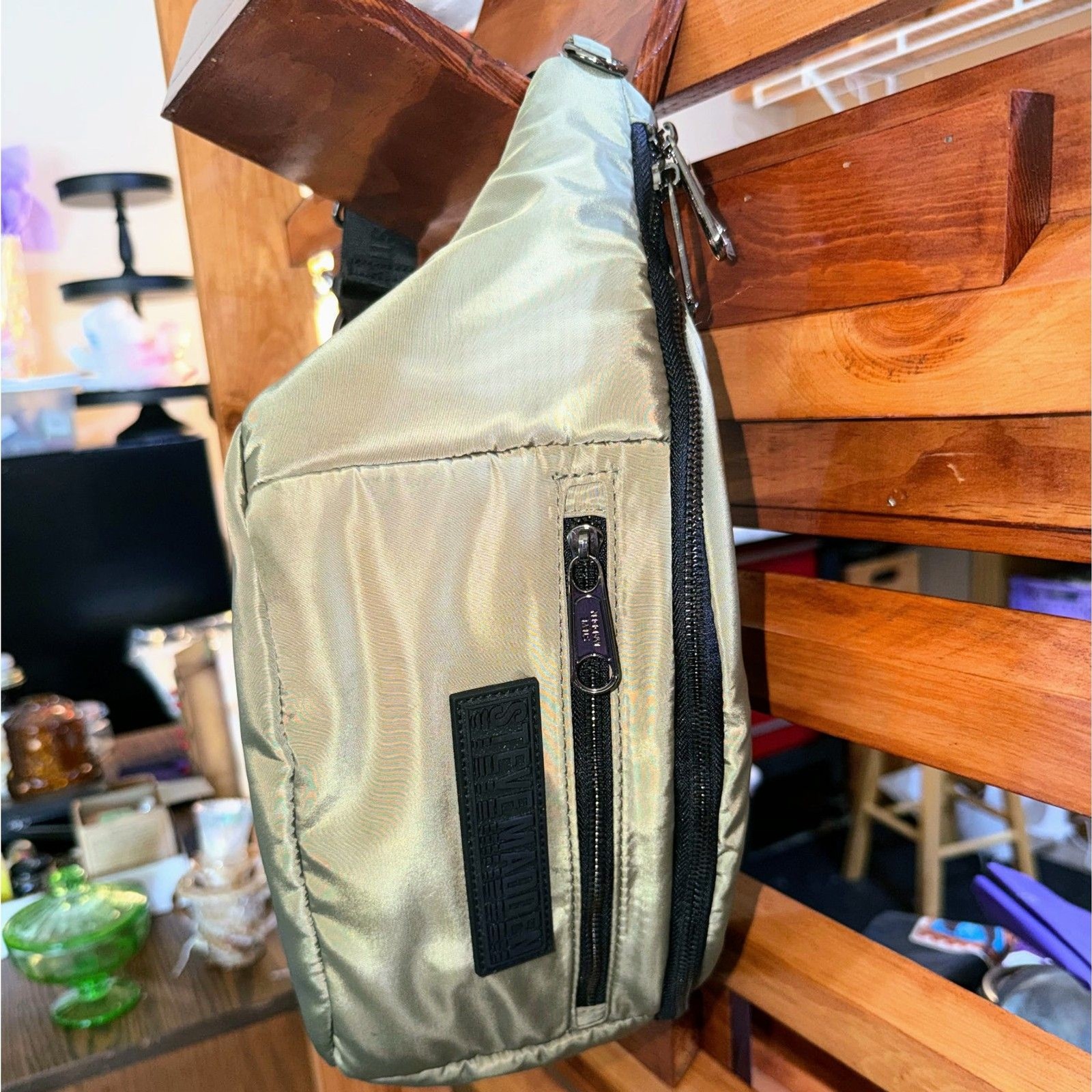 Steve Madden Oversized Belt Bag Sling Olive Green Nylon Crossbody Fanny Pack