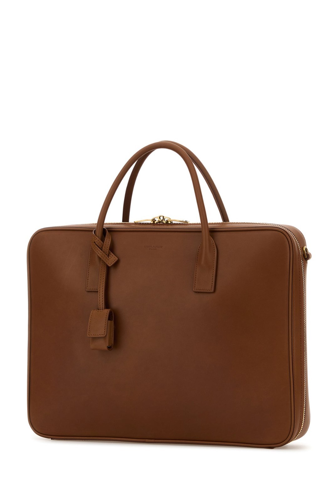 Saint Laurent Caramel Brown Leather Briefcase Bag New & Authentic