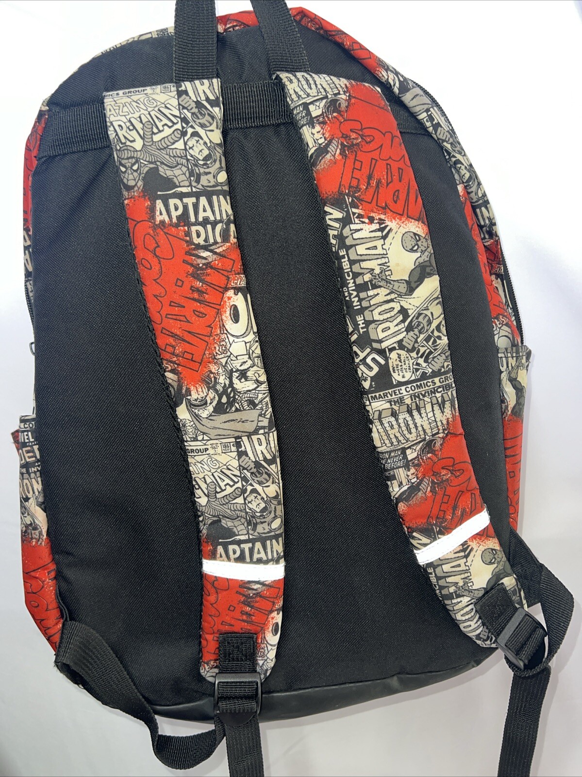 MARVEL COMIC BOOK BLACK & WHITE COVERS BACKPACK Spider-Man, Iron Man, Thor