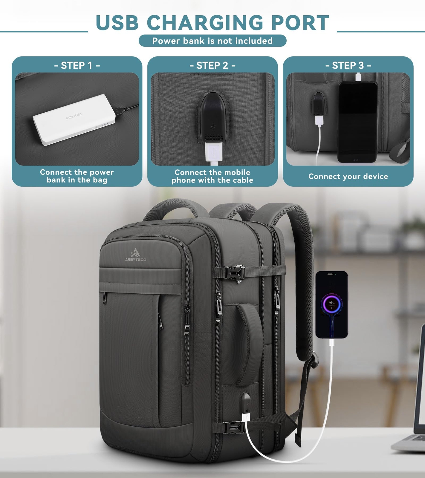Travel Backpack Extra Large Backpack Carry On Backpack 50L Expandable Airline…
