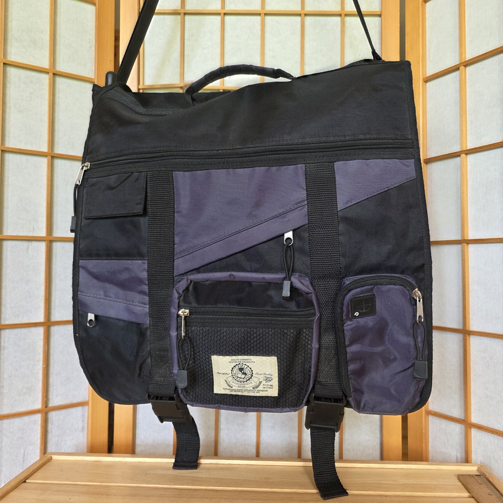 Vtg Triple Five Soul “Addict” Laptop Messenger Bag Black Gray Y2K Techwear READ