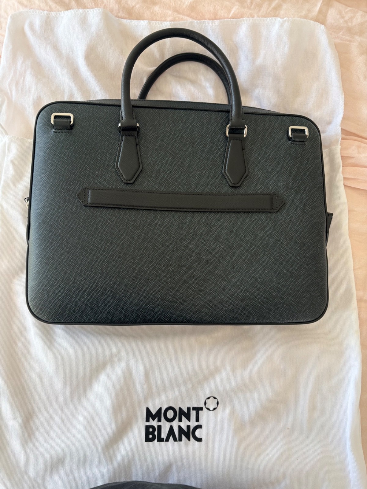 Montblanc Thin Briefcase in Sartorial Leather (Tweed Blue)