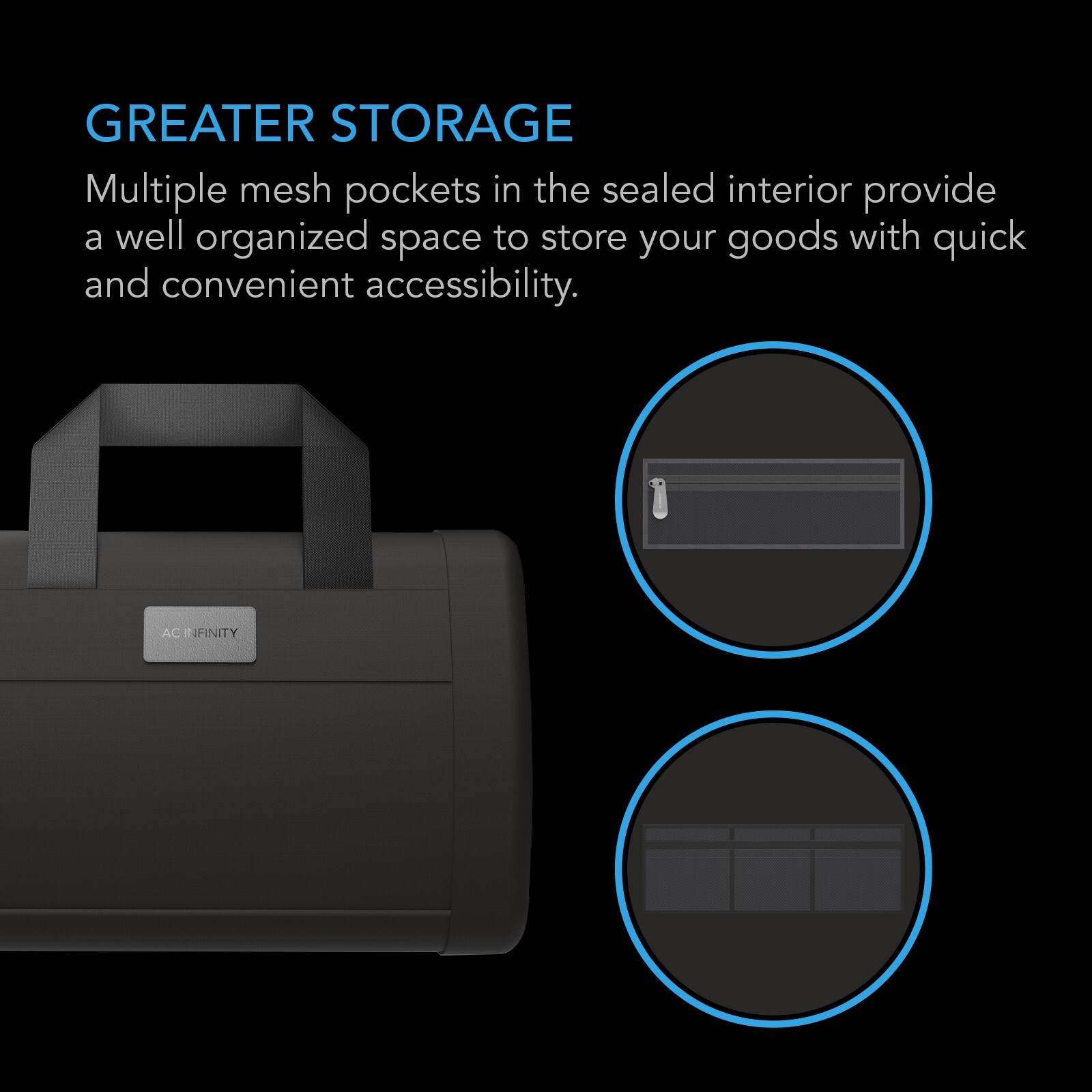 Smell Proof Handbag, Black, with 900D Nylon Fabric and Carbon Filter Lining