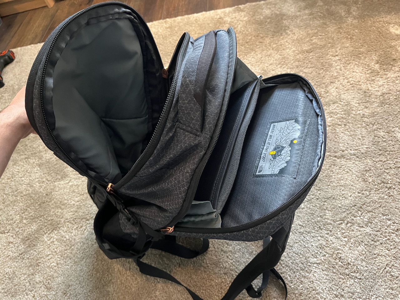 The North Face – Surge Backpack w/ Rose Gold Accents – Laptop Hiking School