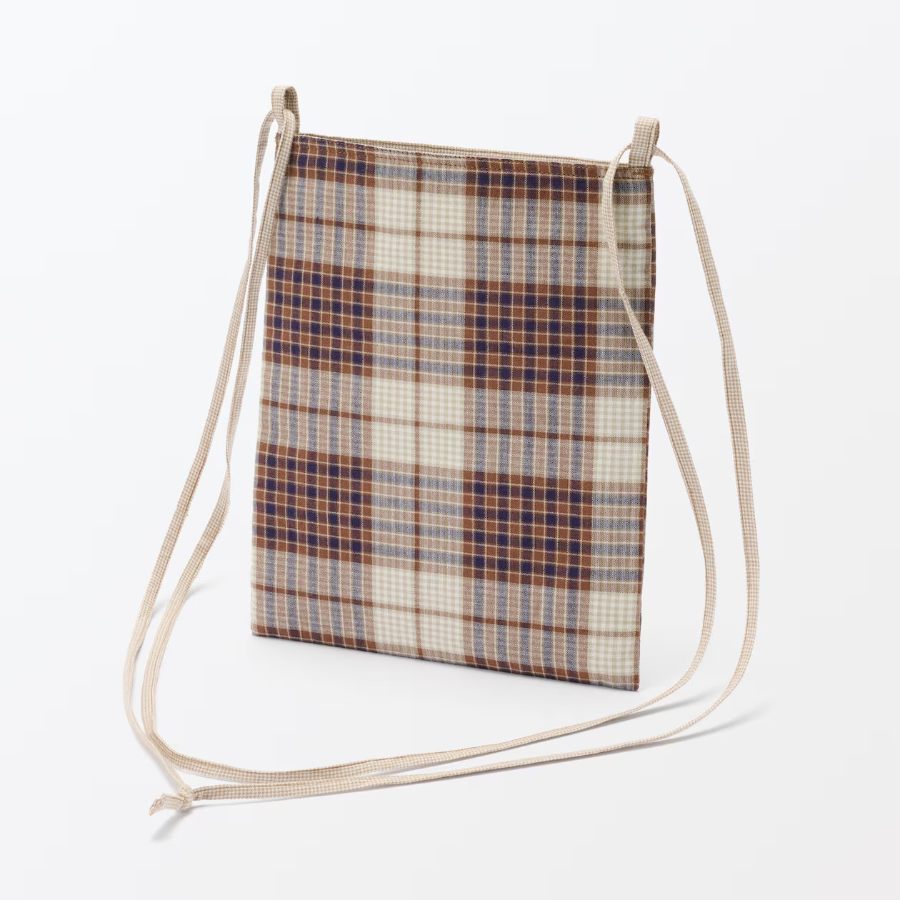 MUJI Madras Plaid Sacoche Bag Checked Organic Cotton Crossbody Unisex NWT