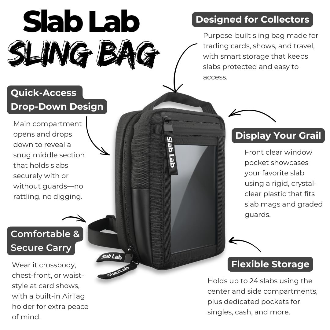 Slab Lab Sling Bag for Graded Cards and TCG Singles | Cross Body Slab Storage…