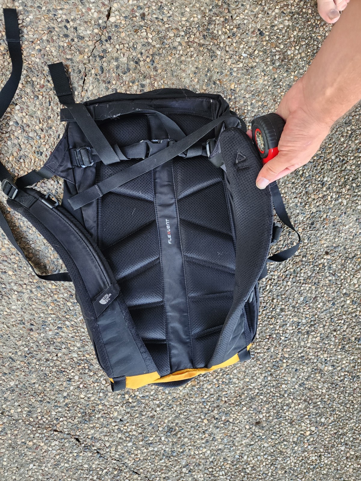 The North Face Recon Backpack Grey Yellow Laptop Divider Hiking Strap Bag School