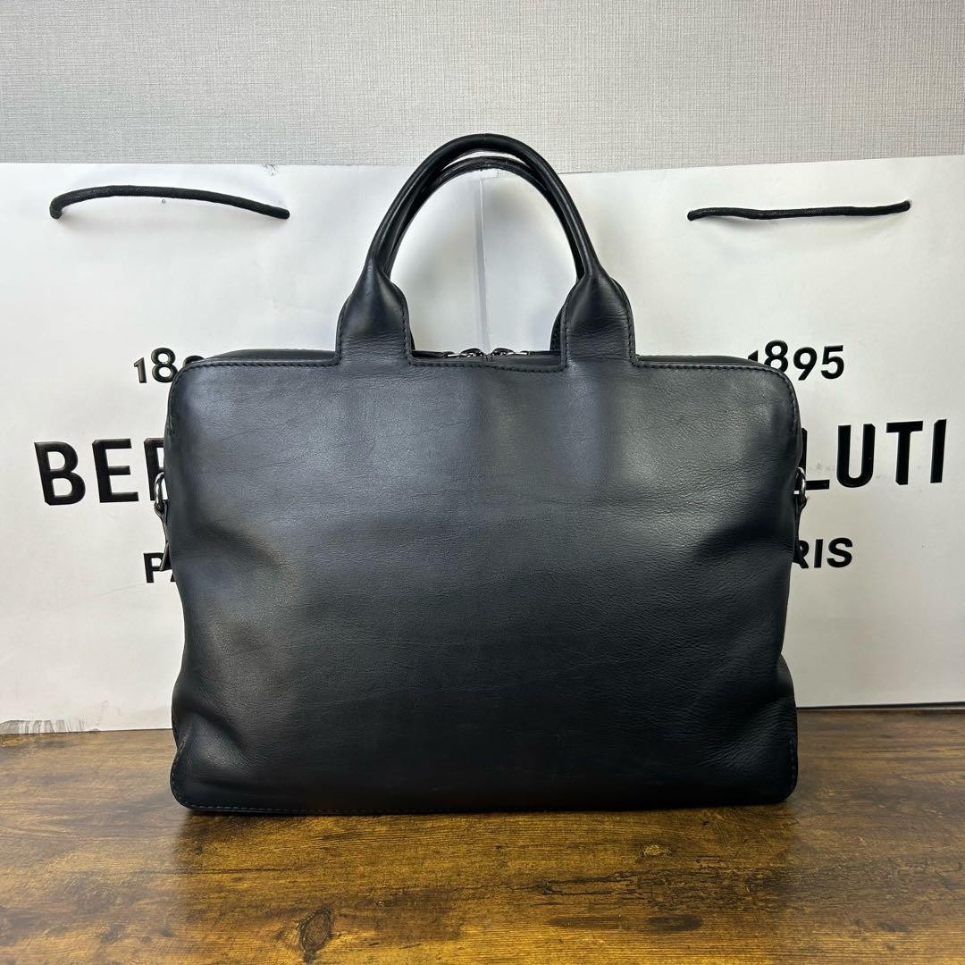 Berluti Briefcase Profile 3 Small Black Vitello Fiore Calfskin Men’s Business