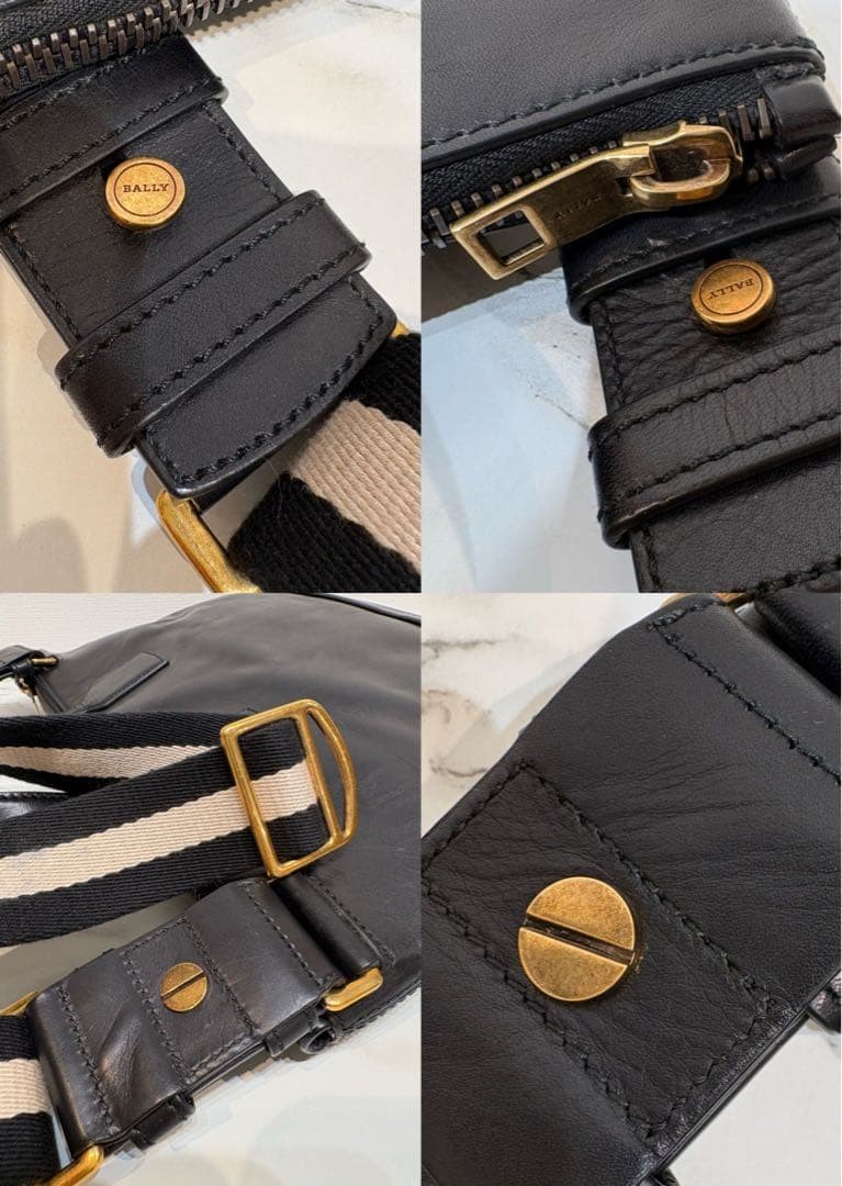 Bally Trainspotting 2Way Briefcase Leather Black Shoulder Bag Used From Japan