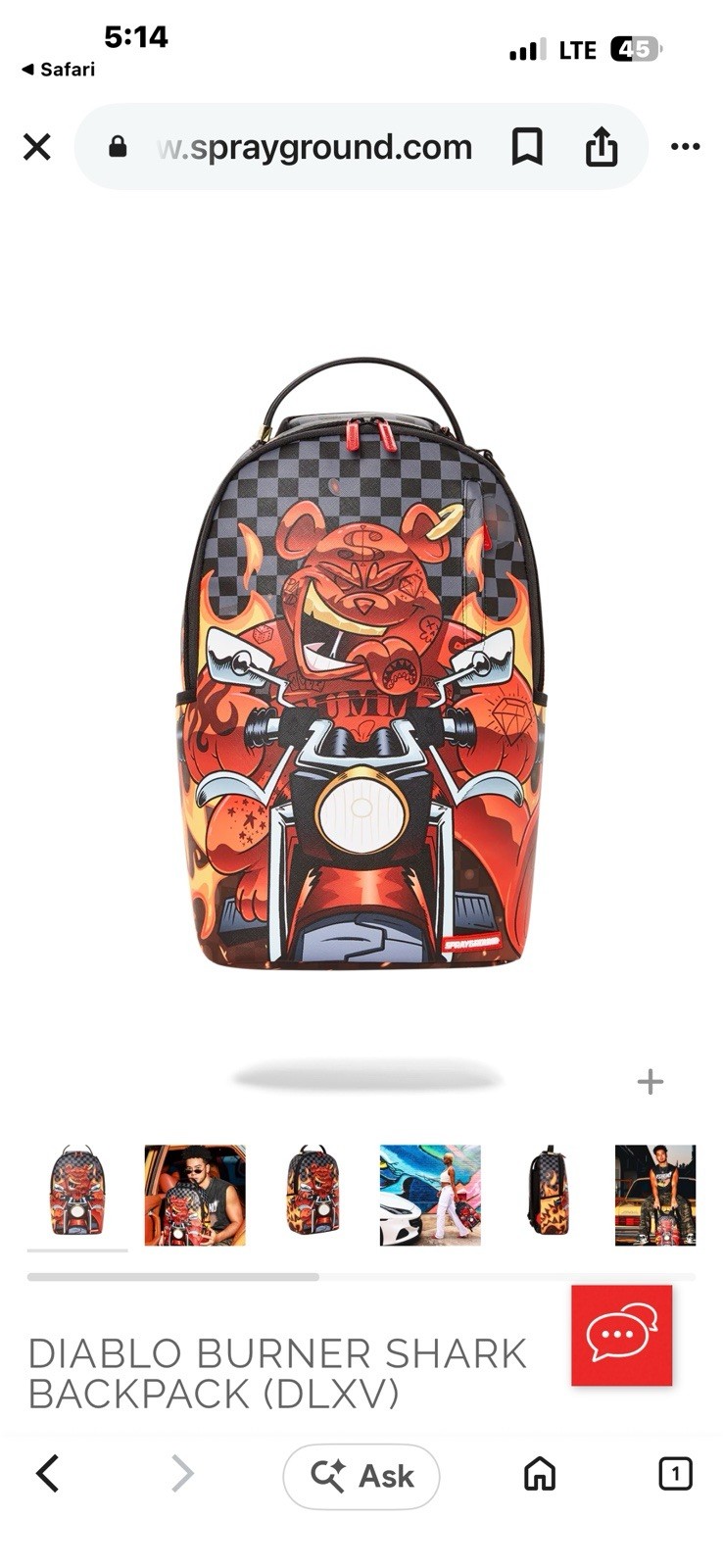 Sprayground Checkered Diablo Backpack Money Bear Gummy Books Bag Motorcycle