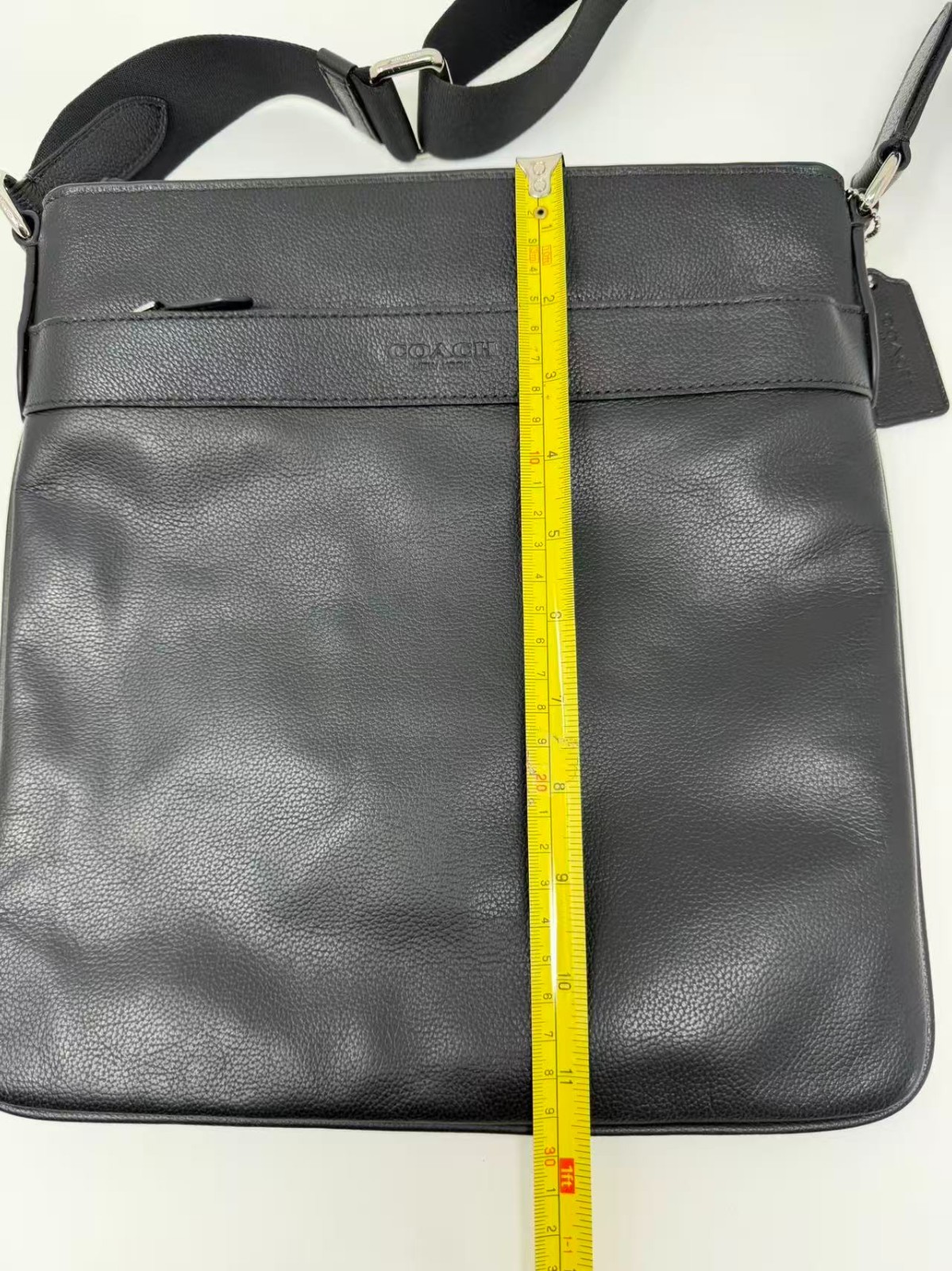 Coach Crossbody F54780 Charles In Calf Black Leather Messenger Black