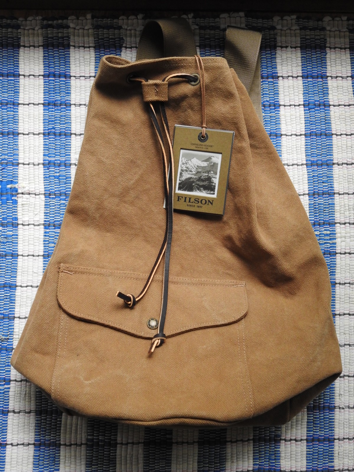 Filson Washed Canvas Cinch Pack | Tan | Made in USA | Discontinued | Rare NWT