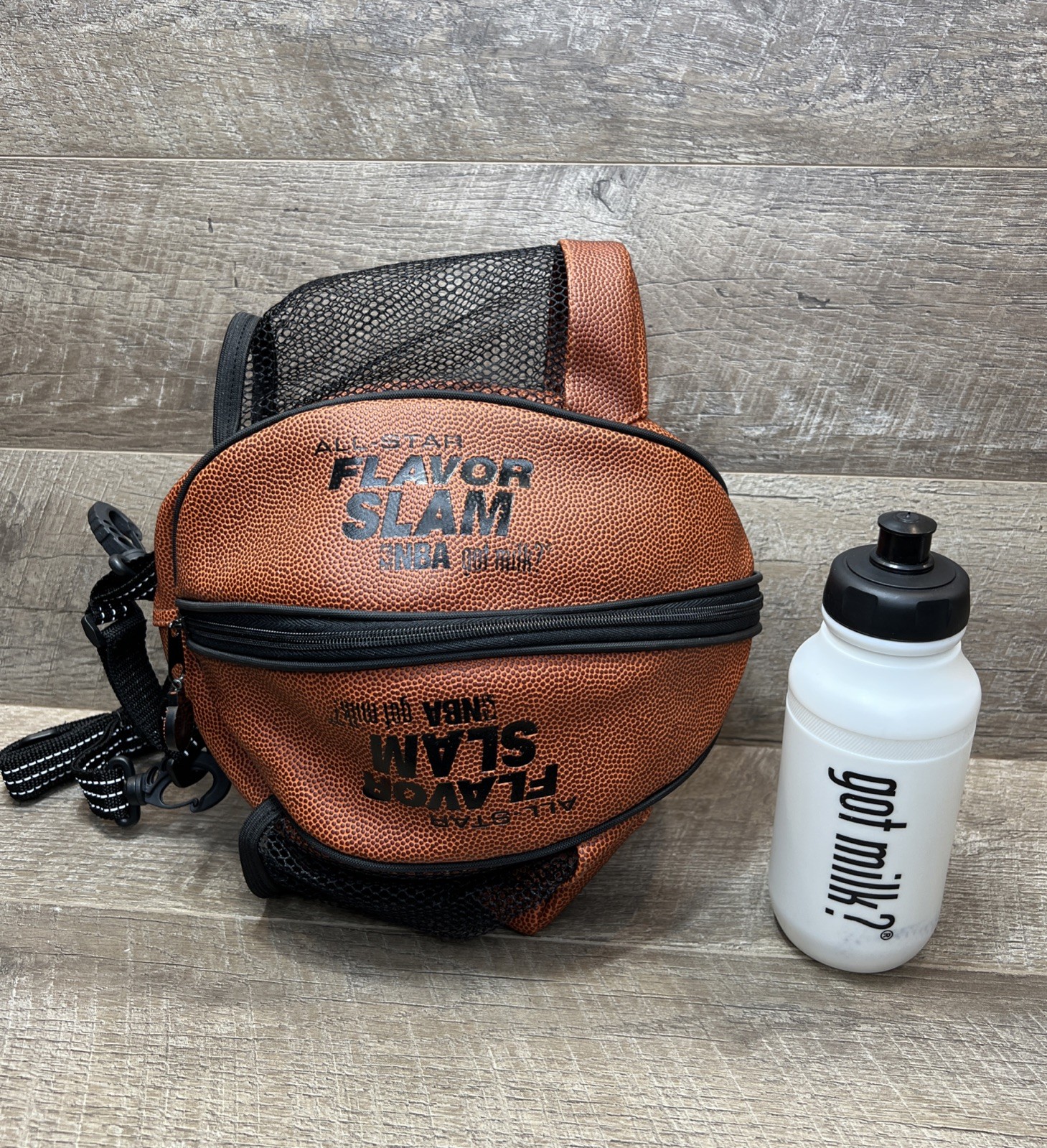 Vintage 90s NBA Leather Basketball Ball Bag All -Star Flavor Slam with Bottle