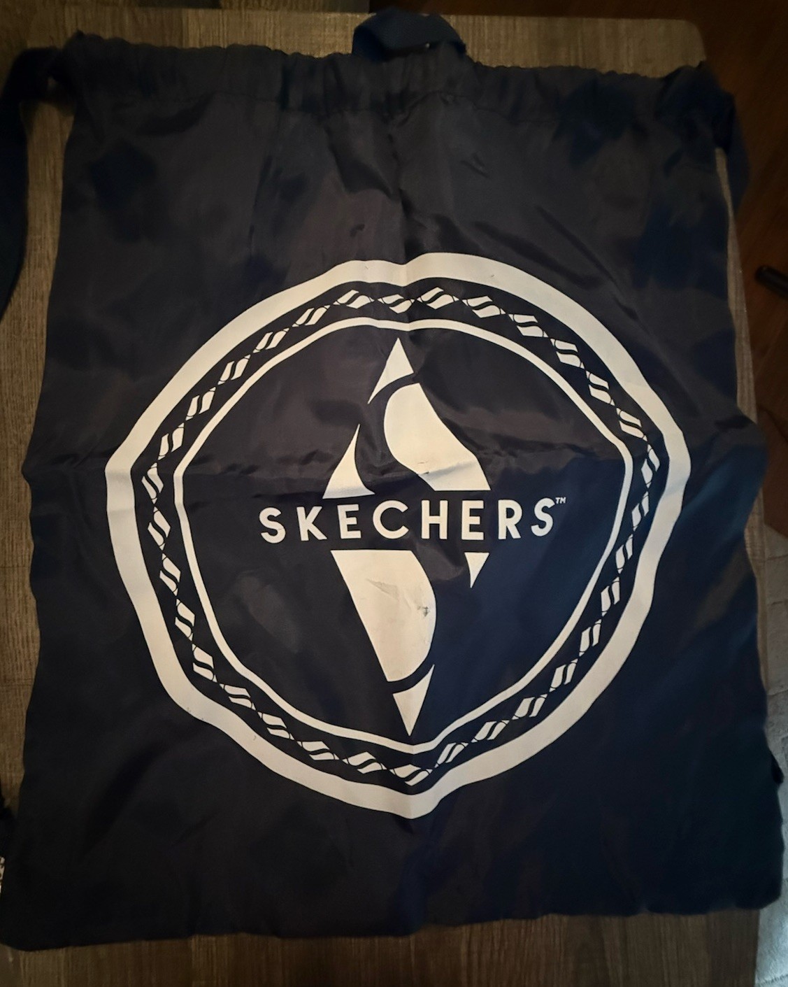 Skechers Brand Backpack – Nylon Drawstring Gym Shoe Bag Carry Tote Navy Blue