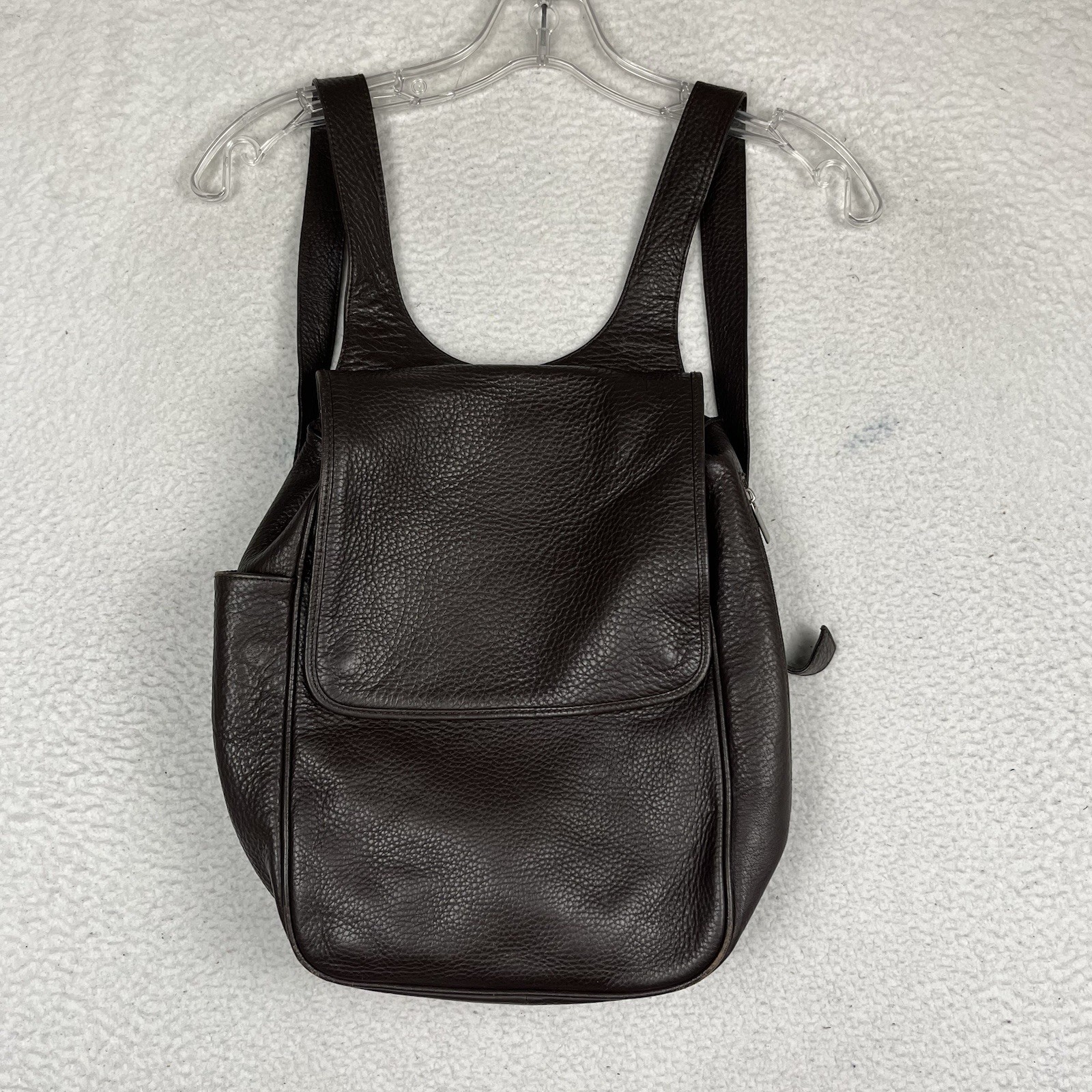 Vintage Ellington Brown Leather Backpack Saddle Bag Pebbled Genuine Leather