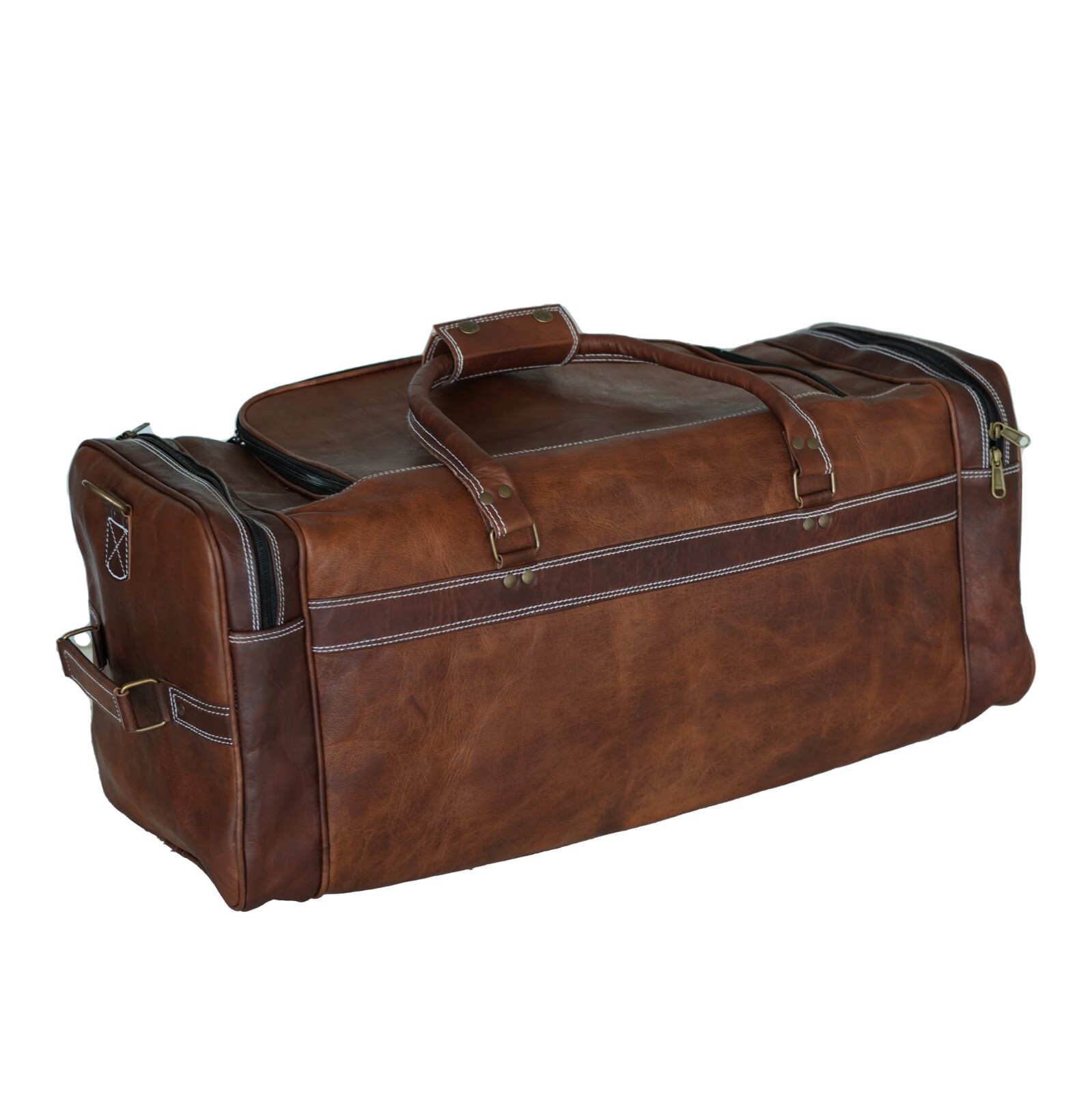 Mens Vintage Genuine Leather Duffle Bag Overnight Weekender Retro Luggage Unisex