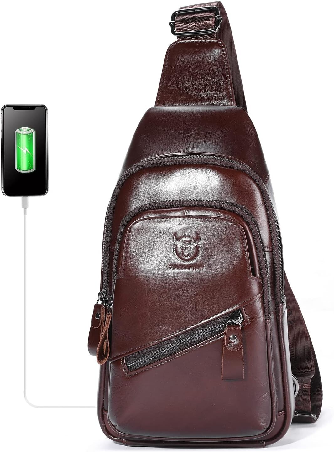 Adjustable Genuine Leather Sling Bag for Men – Perfect for Travel & Leisure