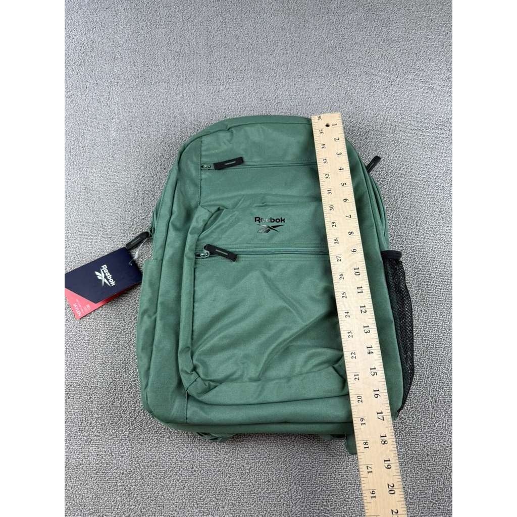 Reebok Jaylen Backpack Green 20L Capacity Multi Pocket Zip Logo School & Travel