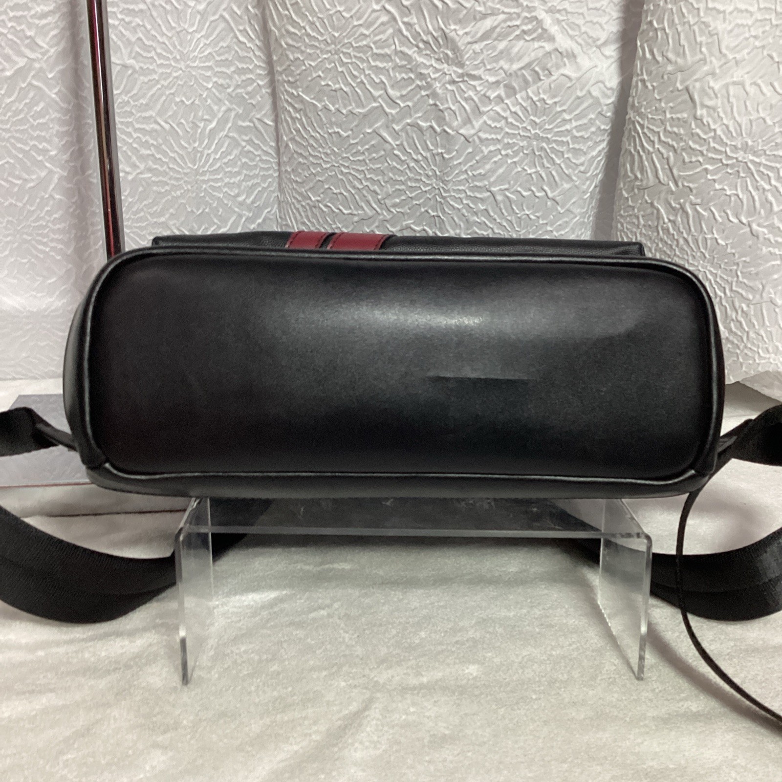 Michael Kors Hudson Commuter Logo Stripe Black Leather Unisex Backpack Bag *READ