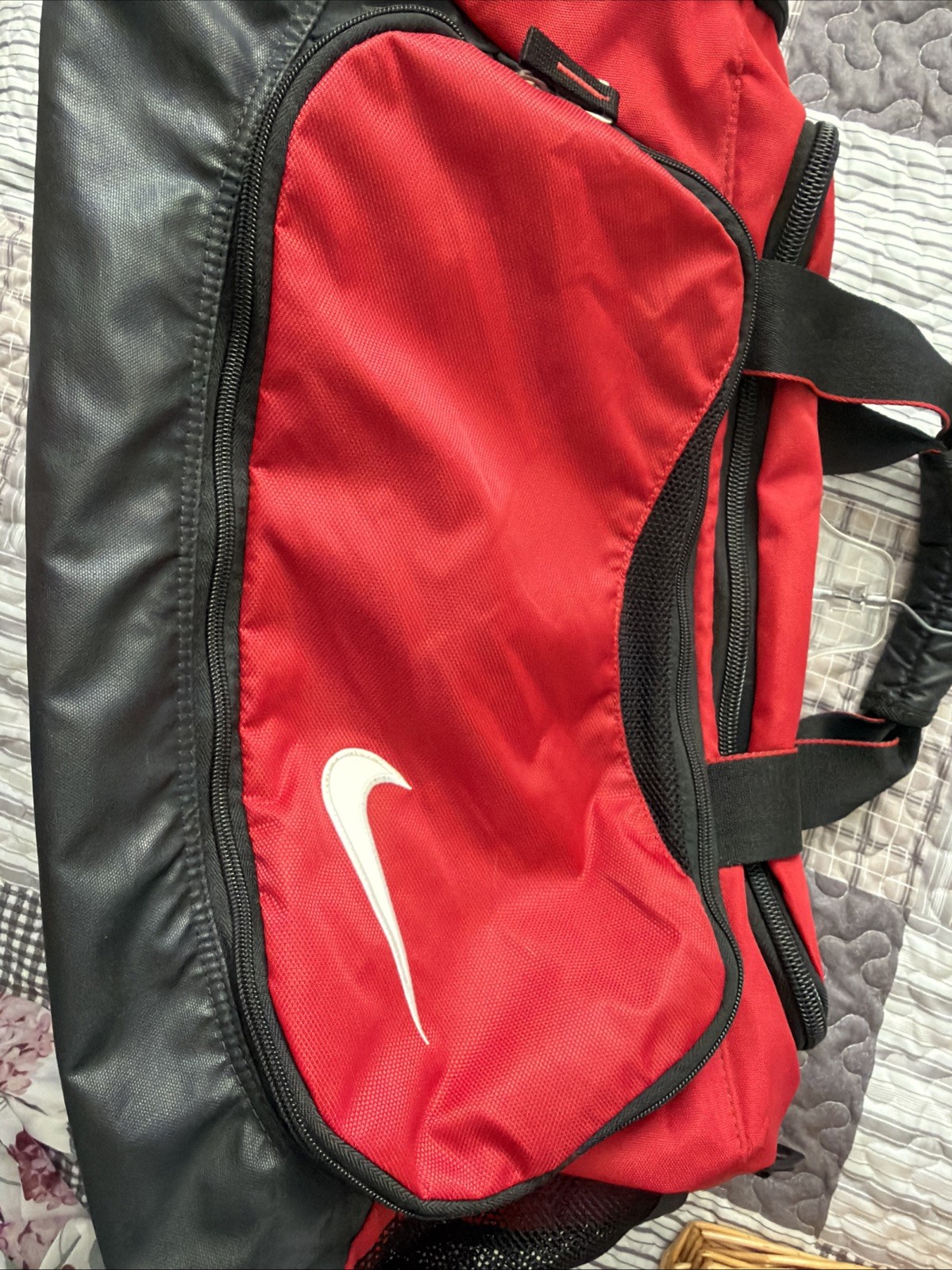 Nike Large Duffle Bag Red With Black No Shoulder Strap