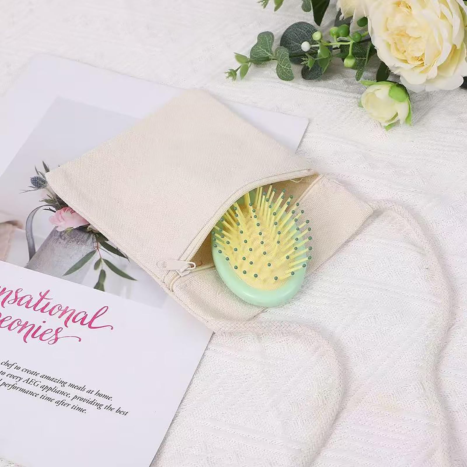 6Pcs 13x17cm Blank Canvas Crossbody Bag,Bulk Mini Zipper Shoulder Bags,Cloth …