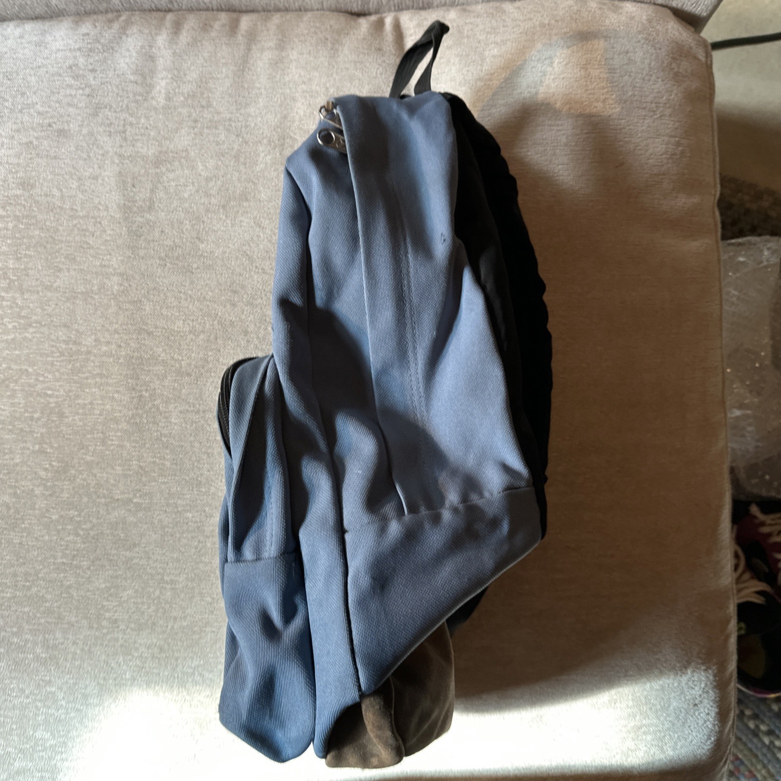 Vintage Y2K Jansport Backpack Light Blue Leather Bottom Suede