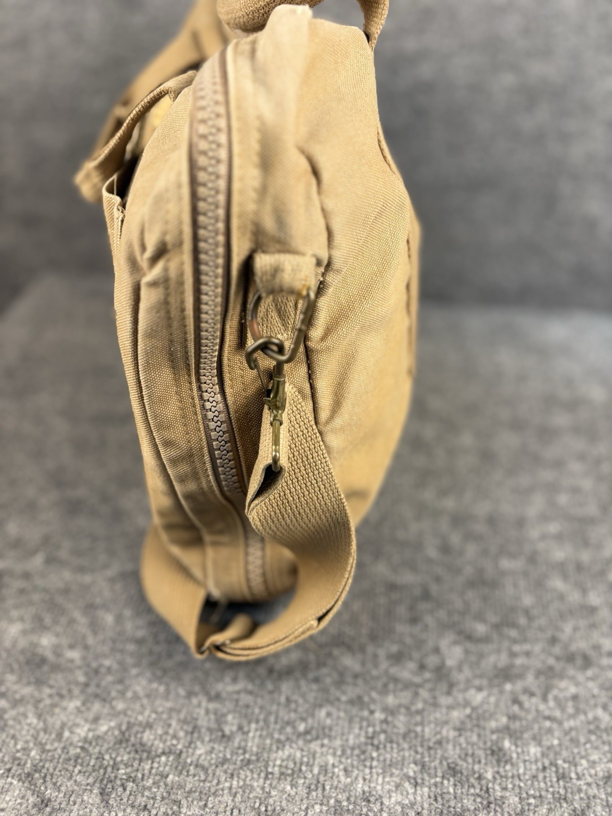 Lands End Square Rigger Messenger Bag Tan Canvas Medium Travel Work Briefcase