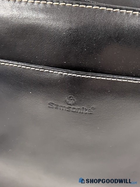 Samsonite Leather Briefcase Document Case Magnetic Closure Top Handle Strap