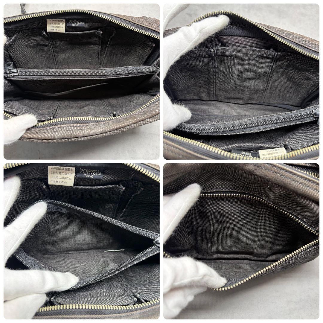 Authentic Yoshida Porter Faded Canvas Shoulder Bag 16cm x 26cm Charcoal Gray