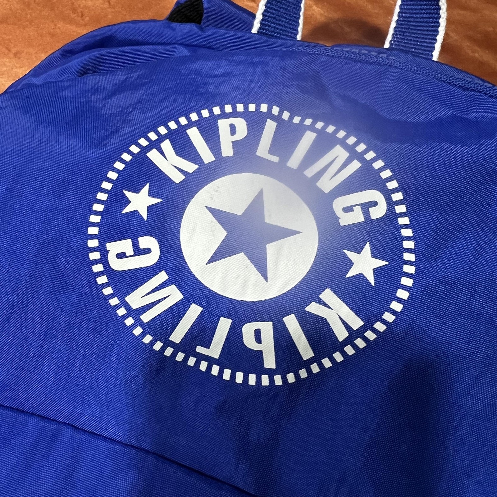 Kipling Backpack Mens Womens Large Blue Nylon Monkey Keychain School Travel Bag