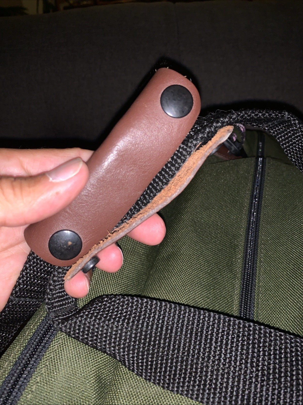 Orvis Messenger Bag Green/Brown Zip Crossbody Shoulder Strap Inner/Outer Pockets
