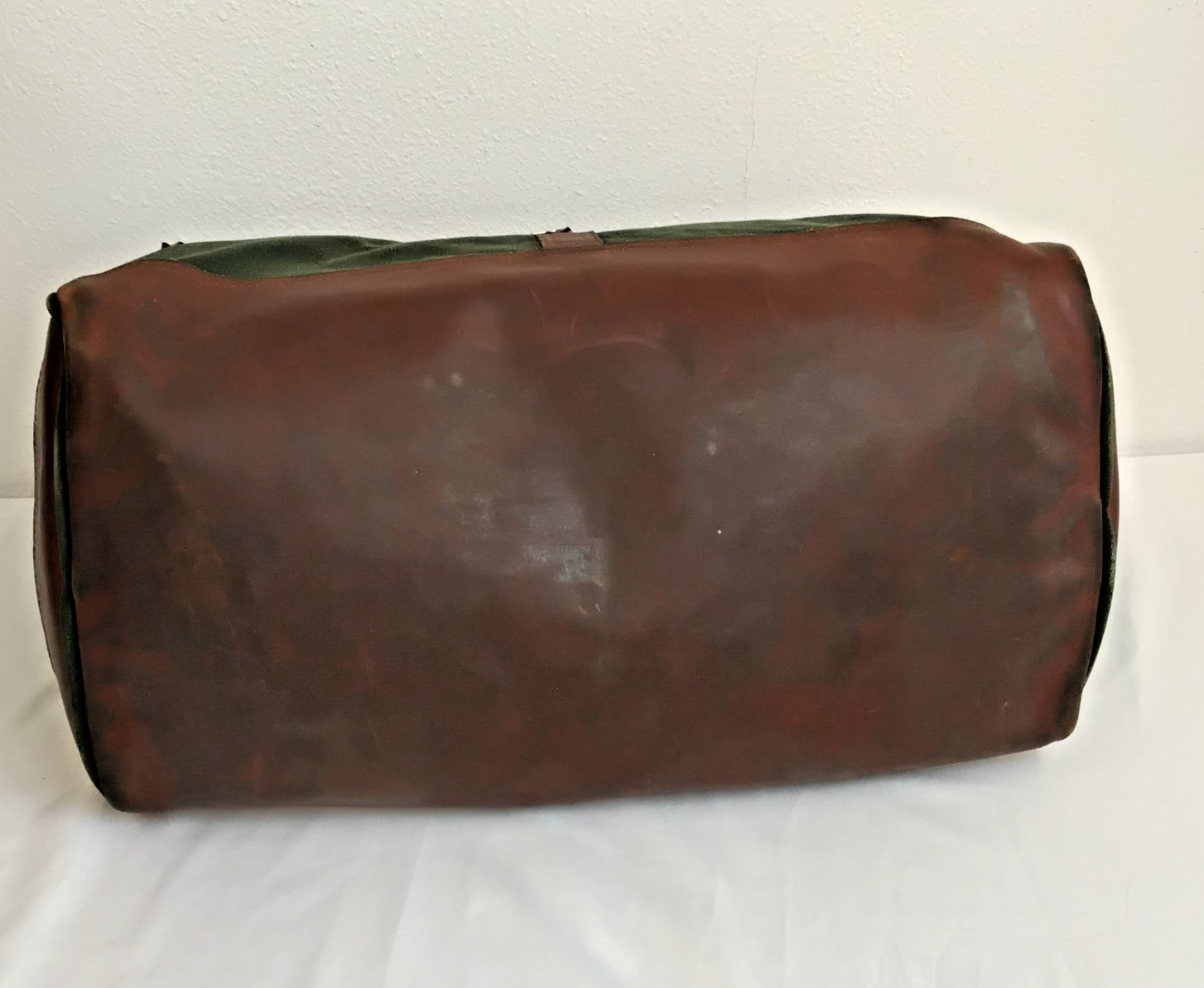 Orvis Battenkill Duffle Bag Canvas + Leather Green Brown Trim Vintage *J5828