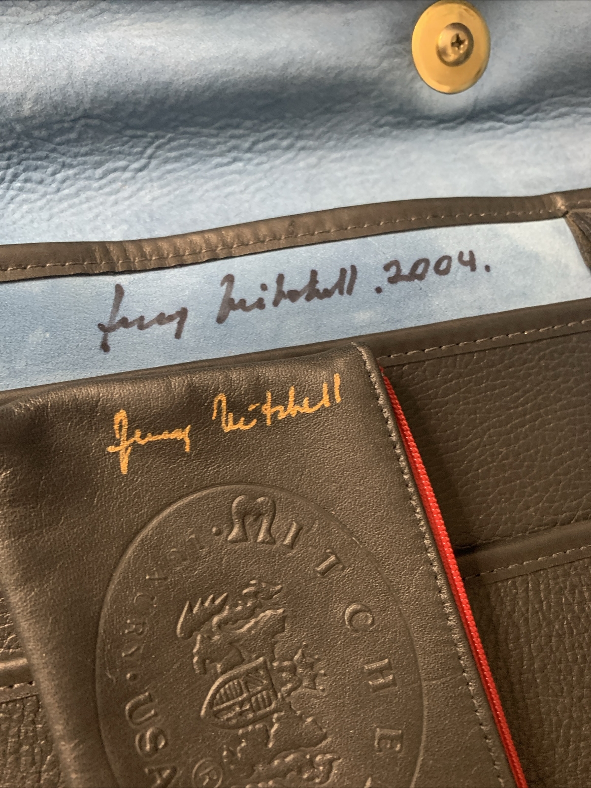 Mitchell USA Black Leather Luxury Messenger Bag And Wallet-2004 -Signed By Jerry