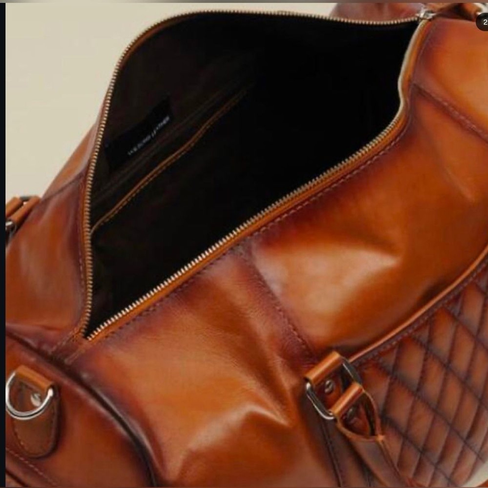 New Wilsons Leather New Orleans Duffel Tan Weekender Diamond Quilted Pattern