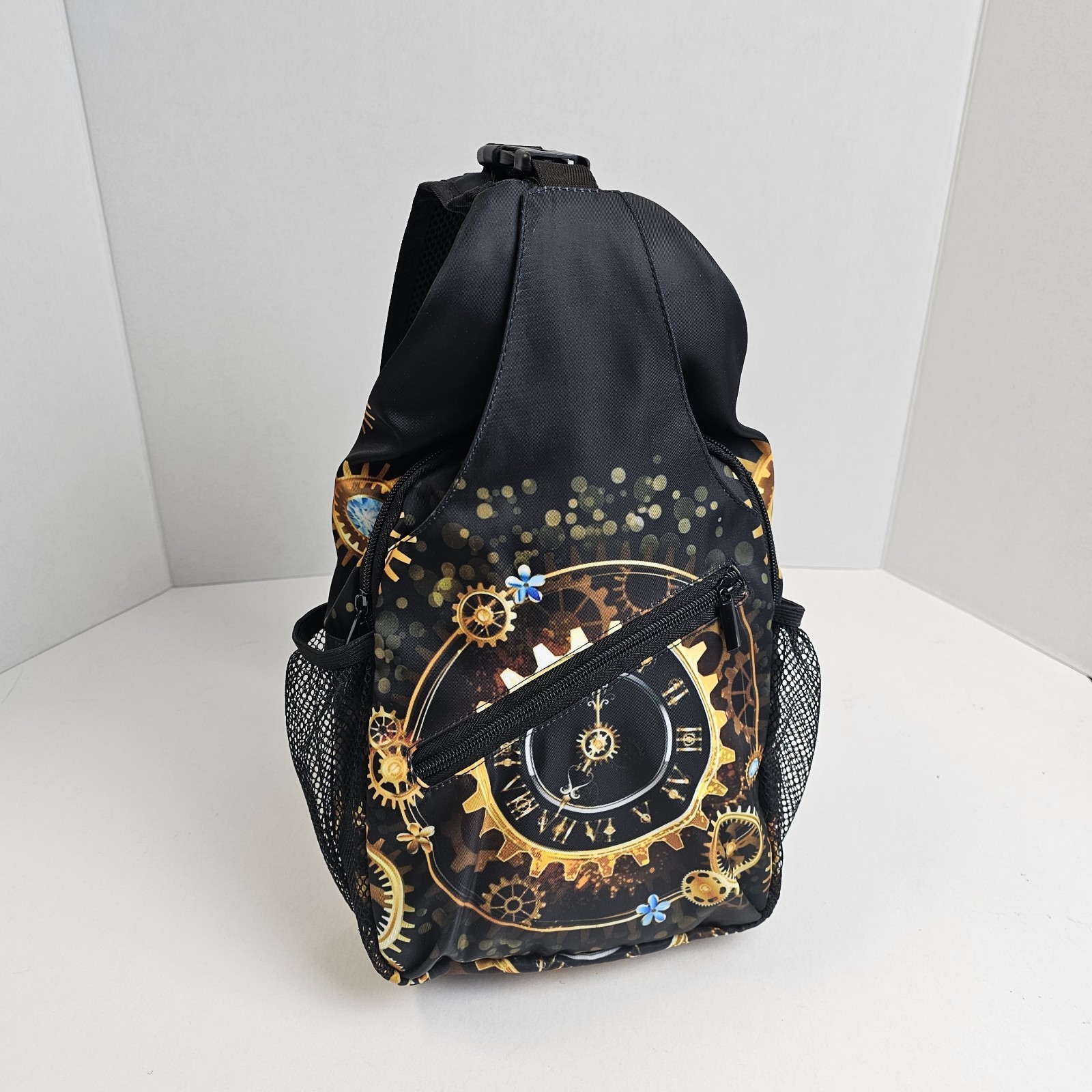 Steampunk Crossbody Bag Chest Sling Backpack Vintage Clock Travel Hiking Unisex